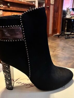Black Embellished Women's Ankle Boot